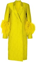 Thumbnail for your product : Sally LaPointe Feather-Trimmed Snakeskin Print Coat