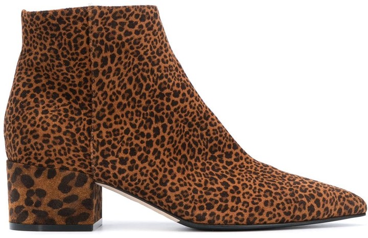 leopard print ankle boots kitten heel