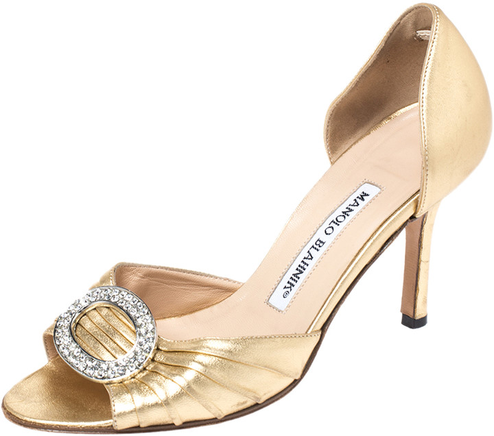 manolo blahnik gold strappy sandals