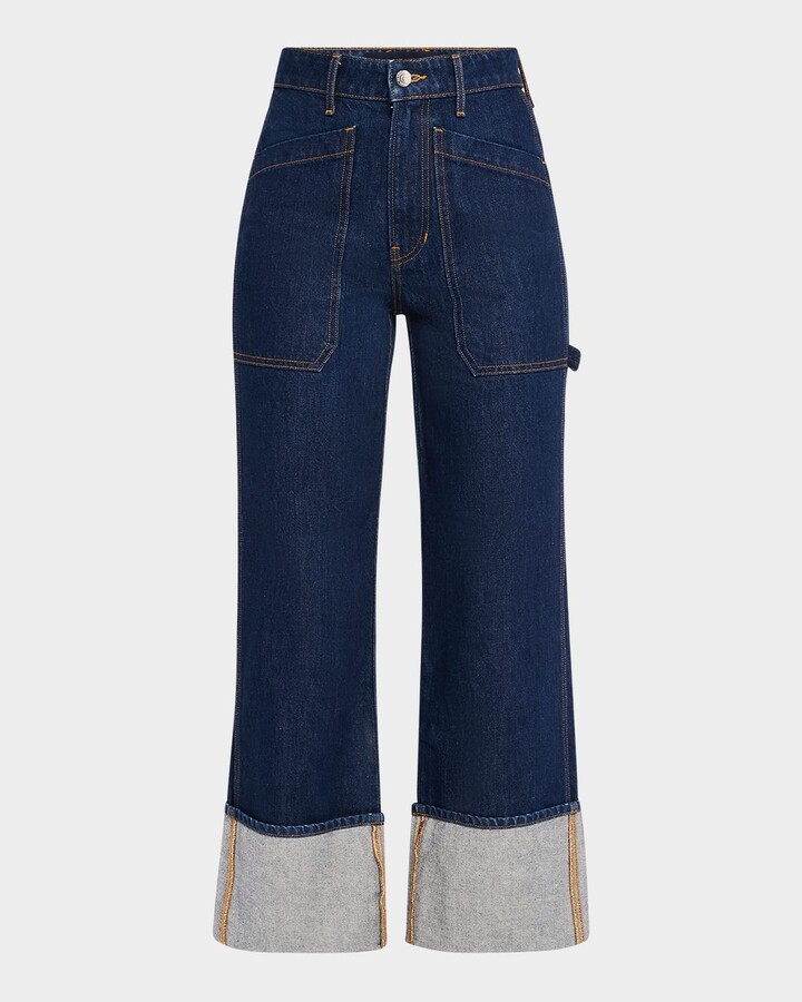 Veronica Beard Dylan High-Rise Straight Cuffed Jeans