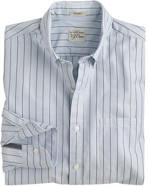J.Crew Secret Wash shirt in classic navy striped end-on-end cotton