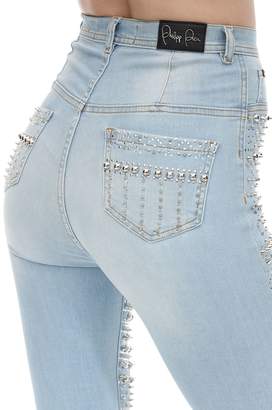 Philipp Plein Embellished Skinny Stretch Denim Jeans