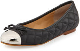 Thumbnail for your product : Andrew Stevens Lalo Quilted Metallic Cap-Toe Ballet Flat, Black