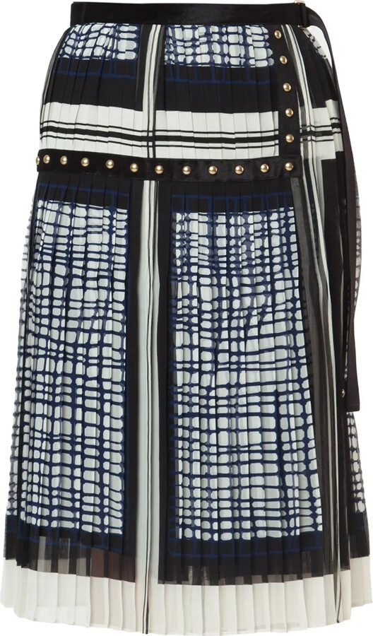 Sacai Printed Pleated Midi Skirt