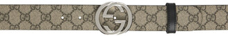 Gucci Reversible Black & Beige GG Marmont Belt