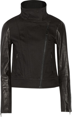 Mackage Andra leather-paneled stretch-denim jacket