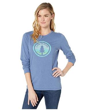 Life is Good Tree Coin Long Sleeve Cool Teetm (Vintage Blue) Women's T Shirt