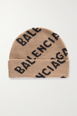 Balenciaga Intarsia Wool-blend Beanie - Black - ShopStyle Hats