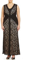 Thumbnail for your product : Tadashi Shoji Plus Pleated-Trim Floral Lace Gown