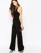 Thumbnail for your product : Lipsy Halterneck Jumpsuit with Lace Trim