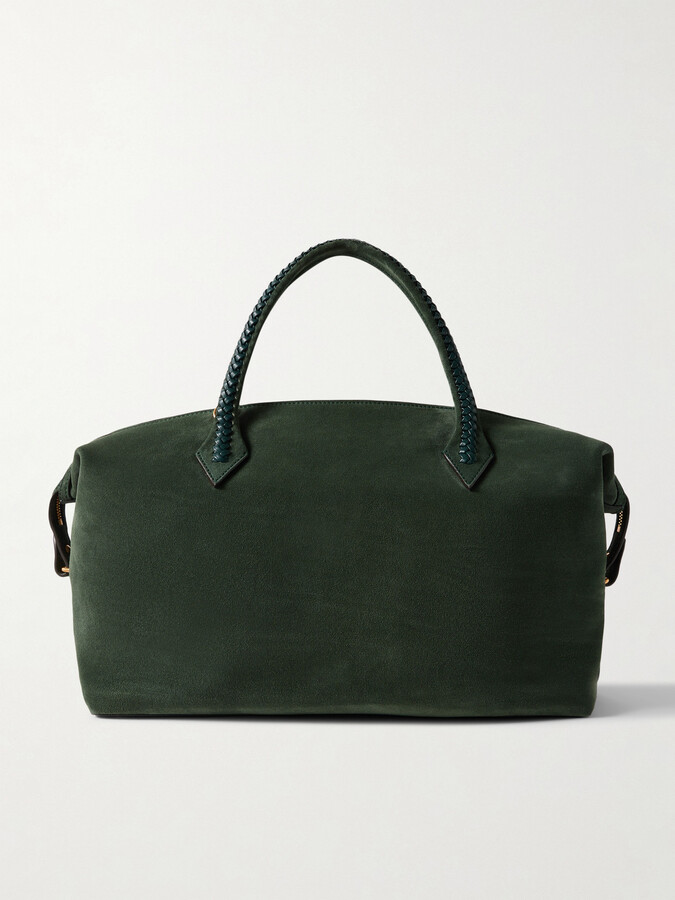 MÉTIER Vérité City Medium Braided Leather-trimmed Suede Tote - Green