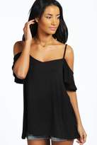 Thumbnail for your product : boohoo Frill Cold Shoulder Swing Top
