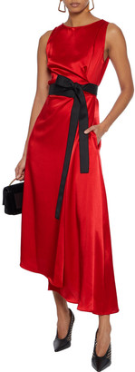 Amanda Wakeley Asymmetric Wrap-effect Satin Midi Dress