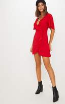 Thumbnail for your product : PrettyLittleThing Red Wrap Tea Dress