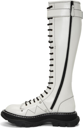 Alexander McQueen White Tread Lace-Up Tall Boots