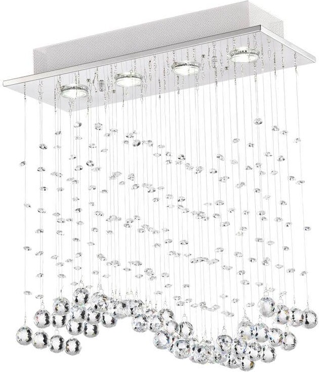 Greenville Signature Liisa 20 in. 4-Light Stainless Steel Raindrop Flush Mount for Kitchen, Dining/Living Room with No Bulbs Included