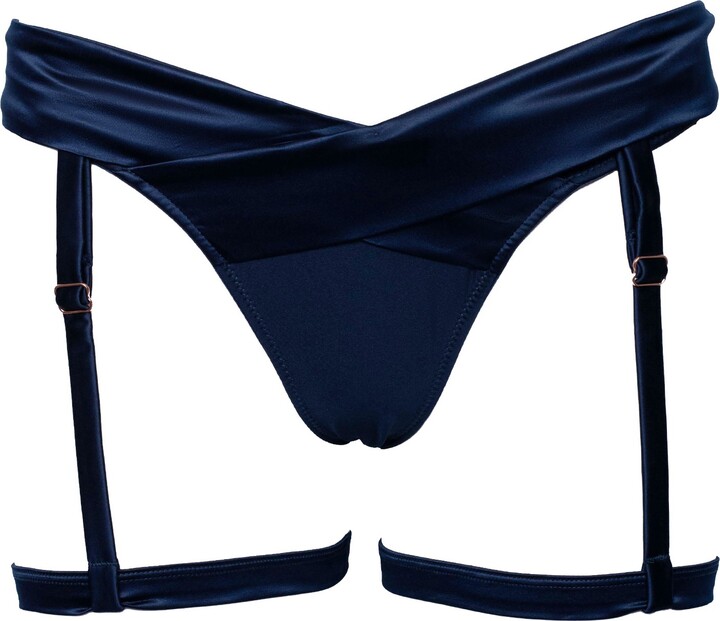 Lunalae Brianna Suspender Thong Navy ShopStyle