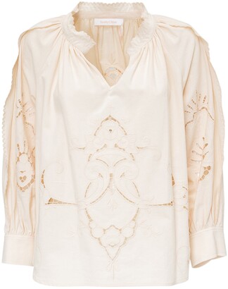 See by Chloe Embroidered Scalloped Trim Blouse