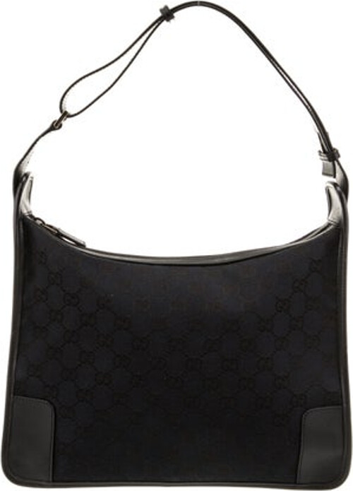 Gucci Shoulder Bag Blue Canvas GG Canvas Tonal Hardware Leather Trim Single Adjustable Shoulder Strap Leather Trim Embellishment Nylon Lining & Single Interior Pocket Zip Closure at Top Includes Dust Bag