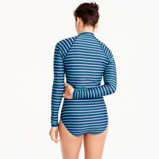 J.Crew Long-sleeve one-piece swimsuit in multistripe