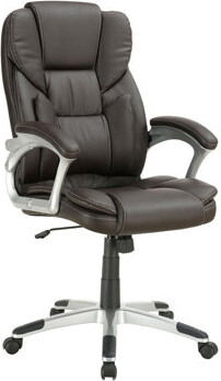 Wildon Home Dark Brown and Silver Swivel Office Chair with Armrest