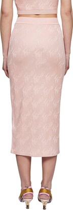 Fendi Logo Jacquard Elastic Waist Midi Skirt