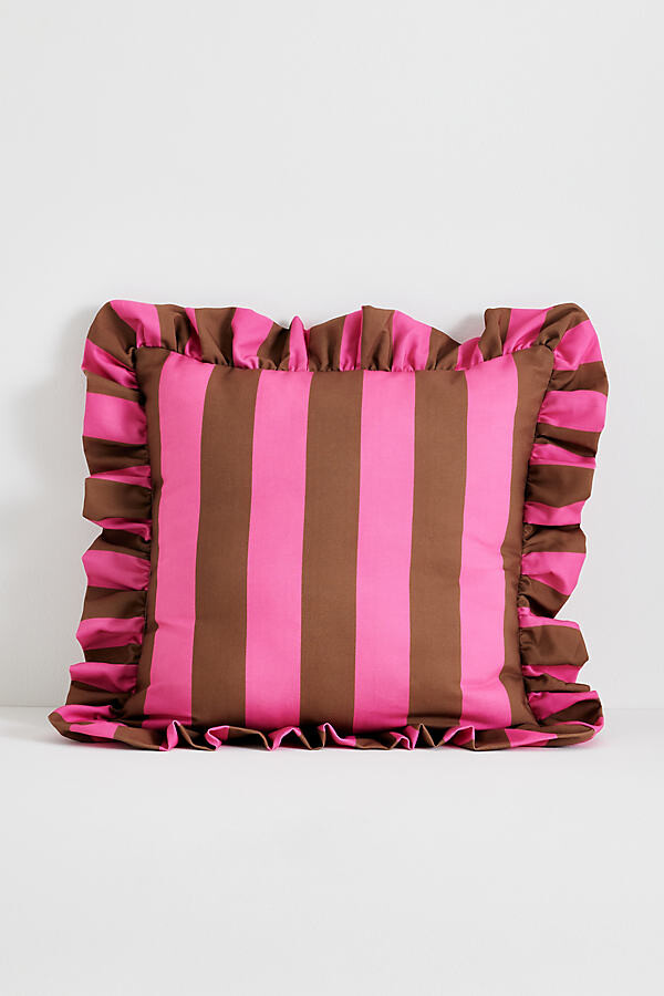 Maeve by Anthropologie Striped Ruffle Indoor/Outdoor Pillow