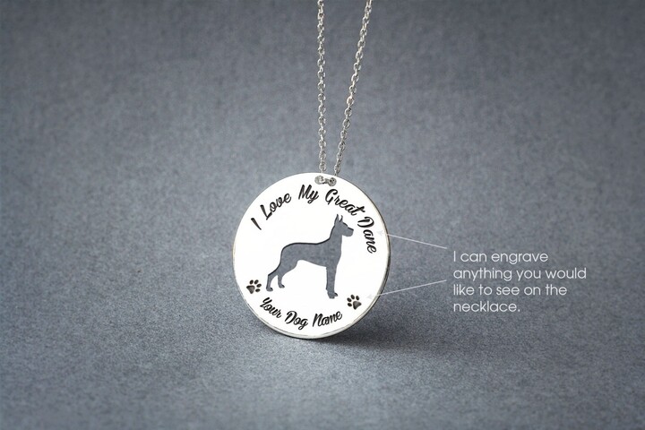 Etsy Personalized Dane Necklace Sterling Silver Dog Breed Jewelry