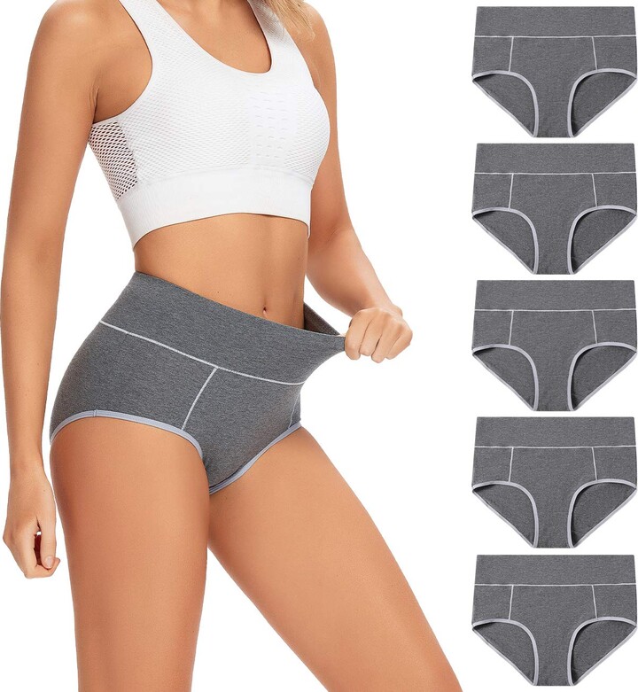 POKARLA Women's High Waisted Cotton Underwear Soft Breathable Panties Stretch Briefs Regular