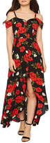 premier amour short sleeve cold shoulder floral maxi dress