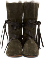 Thumbnail for your product : Isabel Marant Green Fur-Wrap Nia Boots