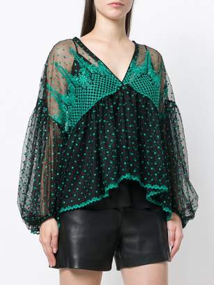 Philosophy di Lorenzo Serafini embroidered bell sleeve blouse
