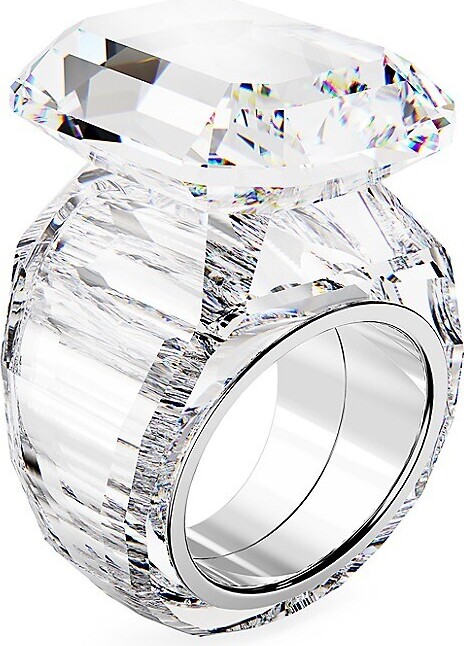 Vintage Sterling Silver and Large Swarovski Crystal Statement Ring - Etsy