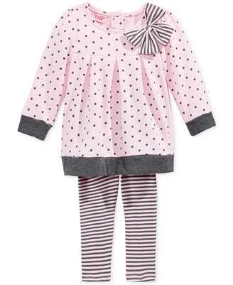 Nannette Baby Girls' 2-Pc. Dot-Print Tunic & Striped Leggings Set