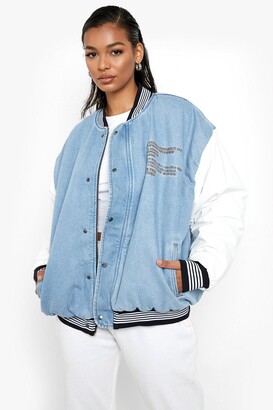 light blue baseball jacket