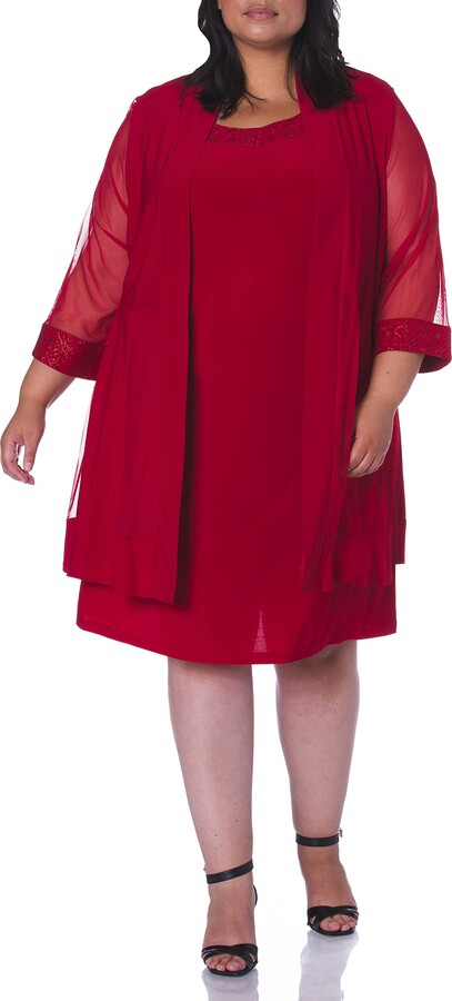 NEW RM RICHARDS RED NECKLACE JACKET DRESS SIZE 16 W 18 W 20 W WOMEN $139