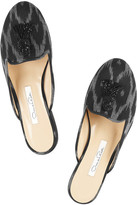 Thumbnail for your product : Oscar de la Renta Ikat-patterned canvas mule slippers
