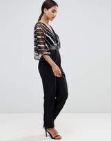 Thumbnail for your product : ASOS Design DESIGN embellished jumpsuit with kimono sleeve and peg leg-Black