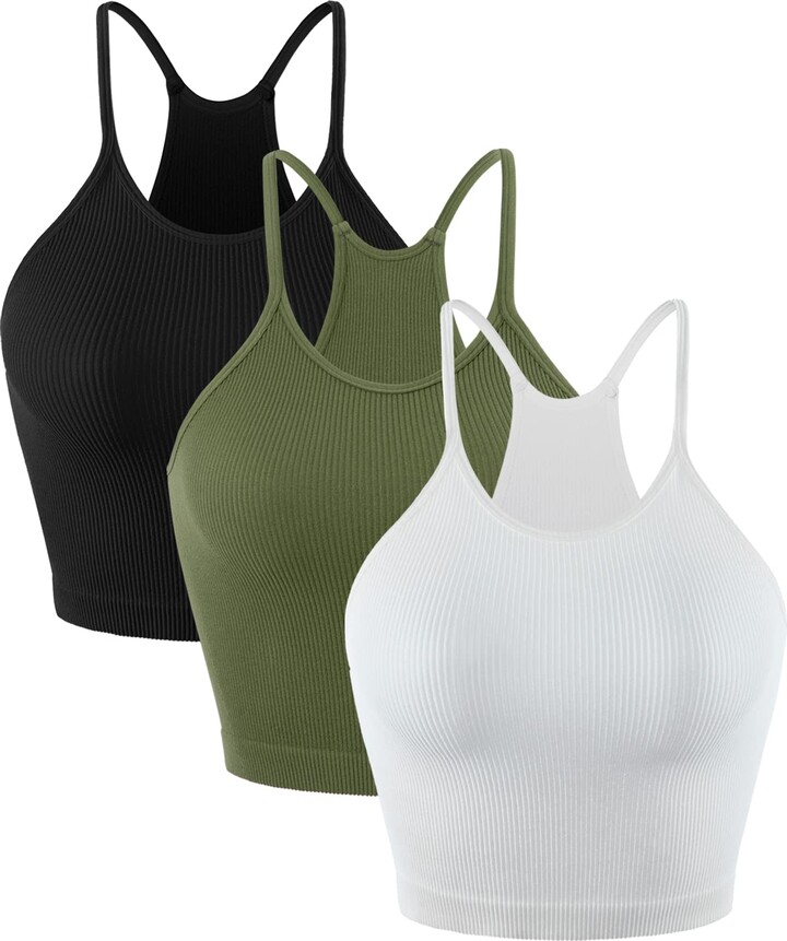 RUUHEE Women Longline Sports Bra Seamless Ribbed Camisole Yoga Bra Workout  Crop Tank Tops - ShopStyle