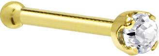 Body Candy Solid 14k Yellow Gold 2mm (0.030 cttw) Genuine Diamond Nose Bone 20 Gauge 1/4"