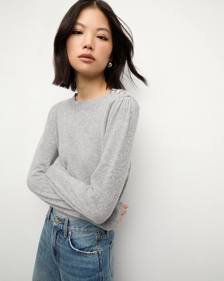 Nelia Cashmere Pullover Button Accent