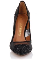 Thumbnail for your product : Little Mistress Black Mesh Diamante Pointed Court Shoe