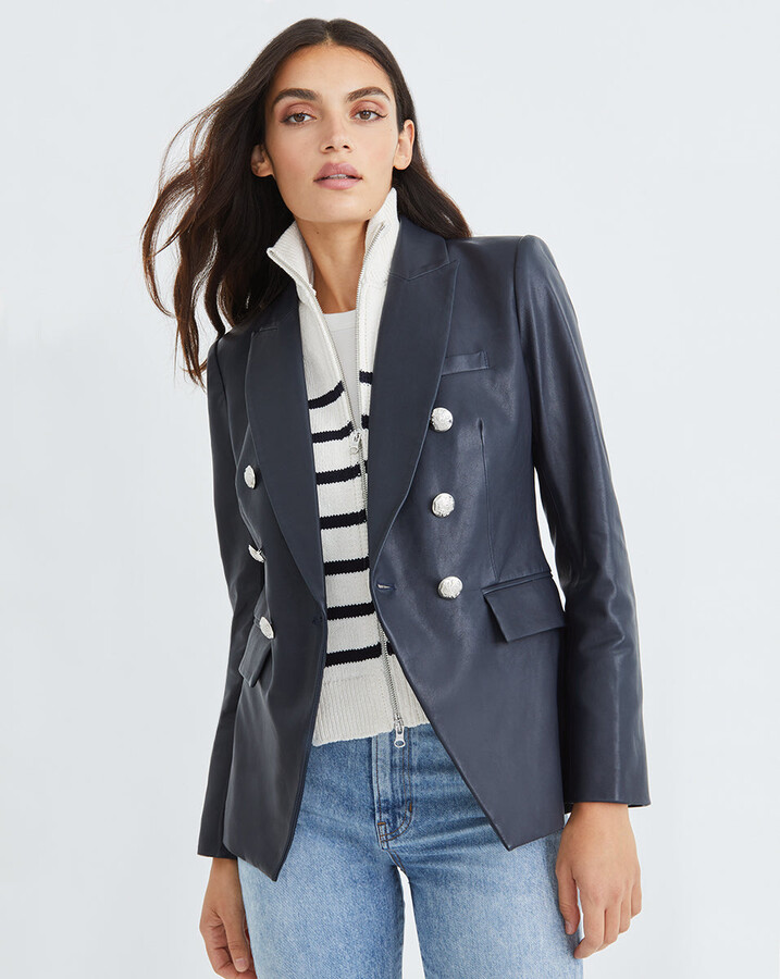Womens Navy Blue Leather Jacket | Stylish Western Outfit Jacket for women  NF-139