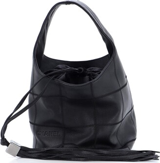 Authentic Chanel Square Stitch Tassel Leather Hobo Shoulder Bag