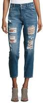 Thumbnail for your product : DL1961 Premium Denim Goldie High-Rise Tapered Jeans, Shredded
