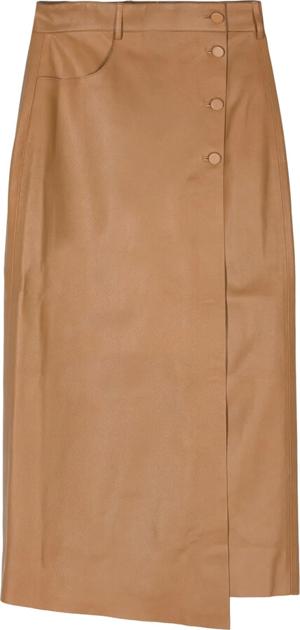 Áeron Wrap Leather Midi Skirt