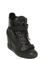 Thumbnail for your product : Giuseppe Zanotti 90mm Zip Leather Wedged Sneakers
