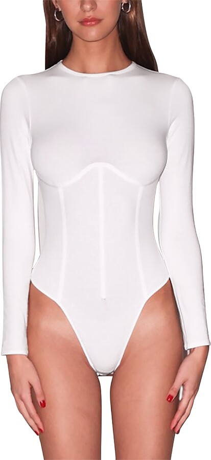 Fleur du Mal Long Sleeve Corset Bodysuit