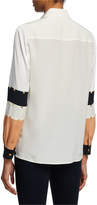Thumbnail for your product : Tory Burch Patchwork Button-Down Silk Shirt with Stud Trim