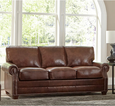 Revo 81" Genuine Leather Rolled Arm Sofa